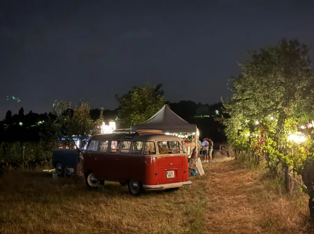 VW Bus beim Weinkeller